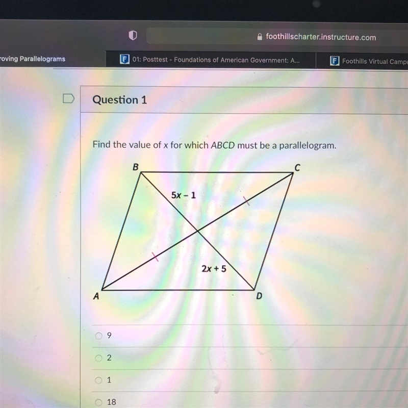 Find the value of x for which ABCD must be a parallelogram.-example-1