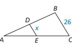 What is the midsegment for triangle ABC? A) 26 B) 13 C) 8 D) 4-example-1