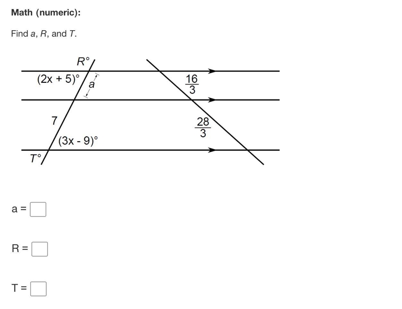 Please help; Find a, R, and T.-example-1