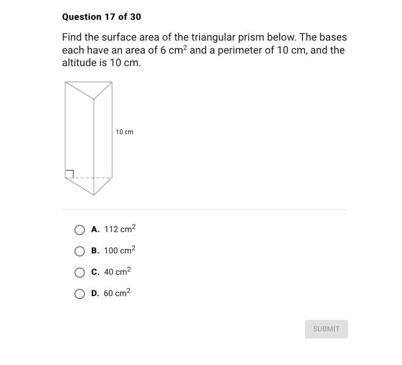 Find the surface area of the triangular prism below?-example-1