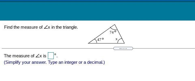 Find the measure of x in the triangle. A triangle has angle measures as follows: 47 degrees-example-1