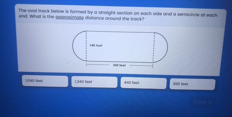 The oval track below is formed by a straight section on each side and a semicircle-example-1