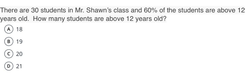 There are 30 students in Mr. Shawn’s class and 60% of the students are above 12 years-example-1