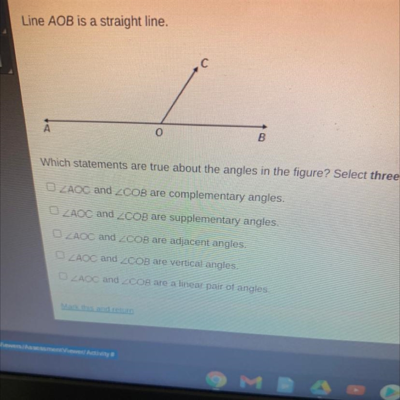 Line AOB is a straight line.-example-1