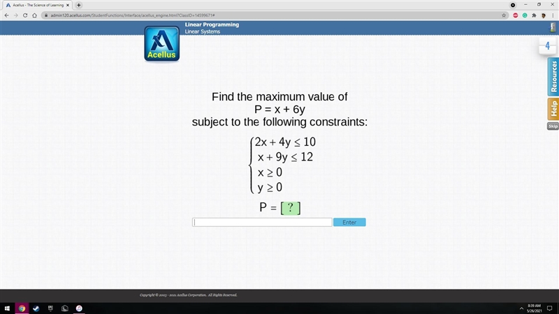 Please help me out with this problem :) Find the maximum value of P= x + 6y subject-example-1