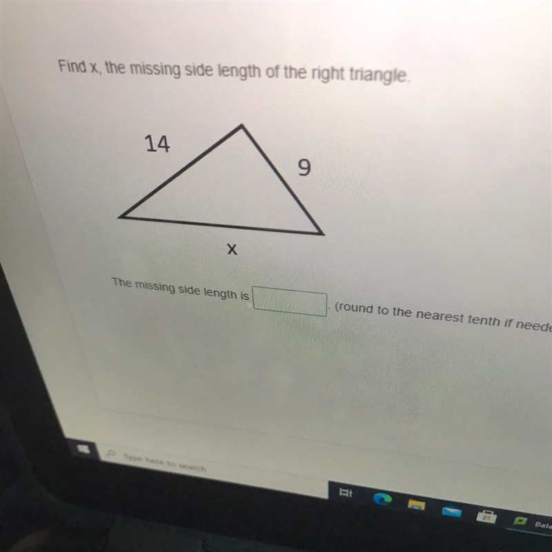 Find x the missing side length of the triangle-example-1