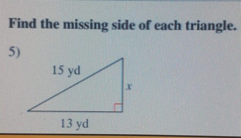 Pythagorean Theorem a² + b² = c² find the missing side of the triangle ​-example-1