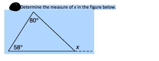 COULD A KIND SOUL PLEASE HELP ME OUT???!!!!!! Determine the measure of x in the figure-example-1