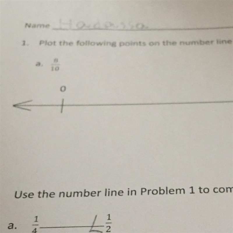 Where does 8\10 go on a splited number line-example-1