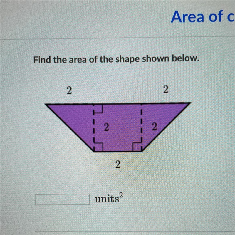 Find the area of the shape shown below.-example-1