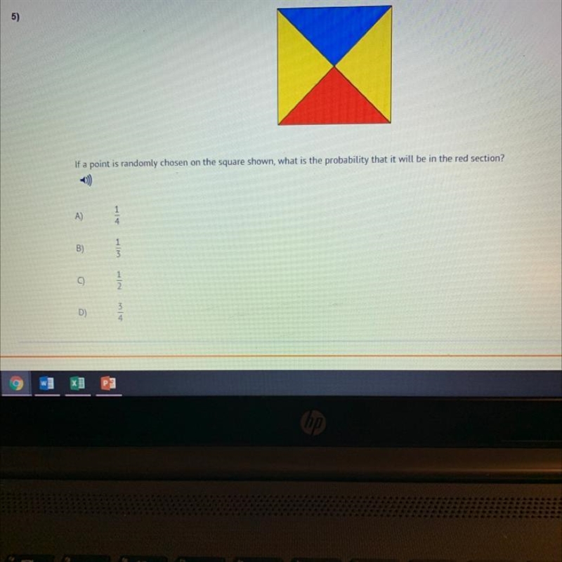 If a point is randomly chosen on the square shown, what is the probability that it-example-1