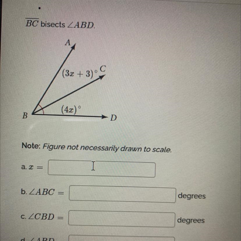 50 points + geometry No one is helping me :( BC bisects LABD.-example-1