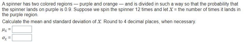 A spinner has two colored regions — purple and orange — and is divided in such a way-example-1