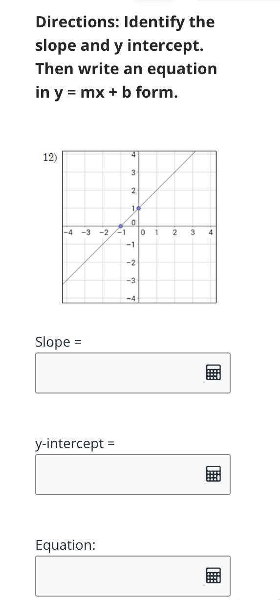 Write the equation in slope and y intercept. Then write an equation in y=mx+b form-example-1