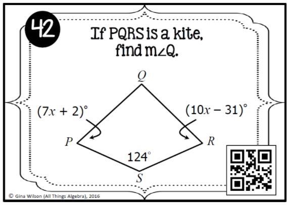 If PQRS is a kite, find m angle Q-example-1