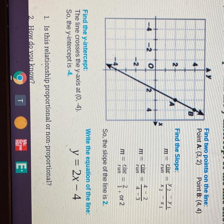 I really need help again :( ! Find the slope and the y -intercept of the line shown-example-1