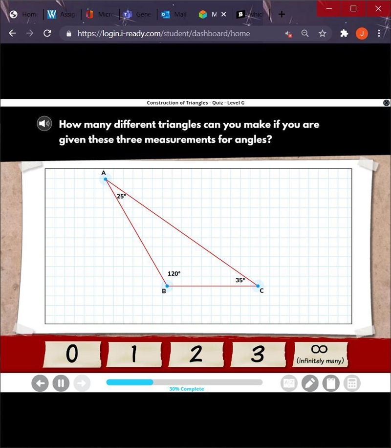 How many differnt triangles can you make if you are given these three measurements-example-1