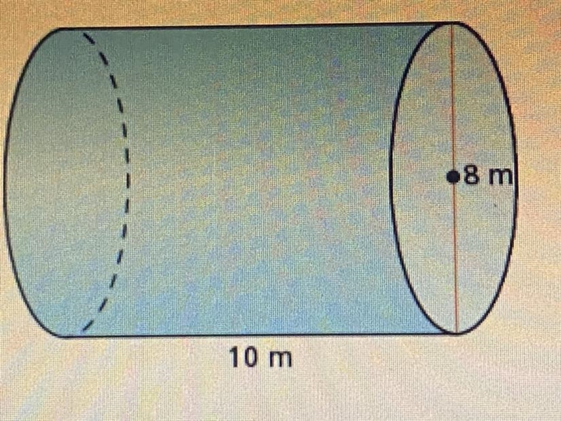 Find the volume of the cylinder. Round your answer to the nearest tenth. 8 m 10 m-example-1