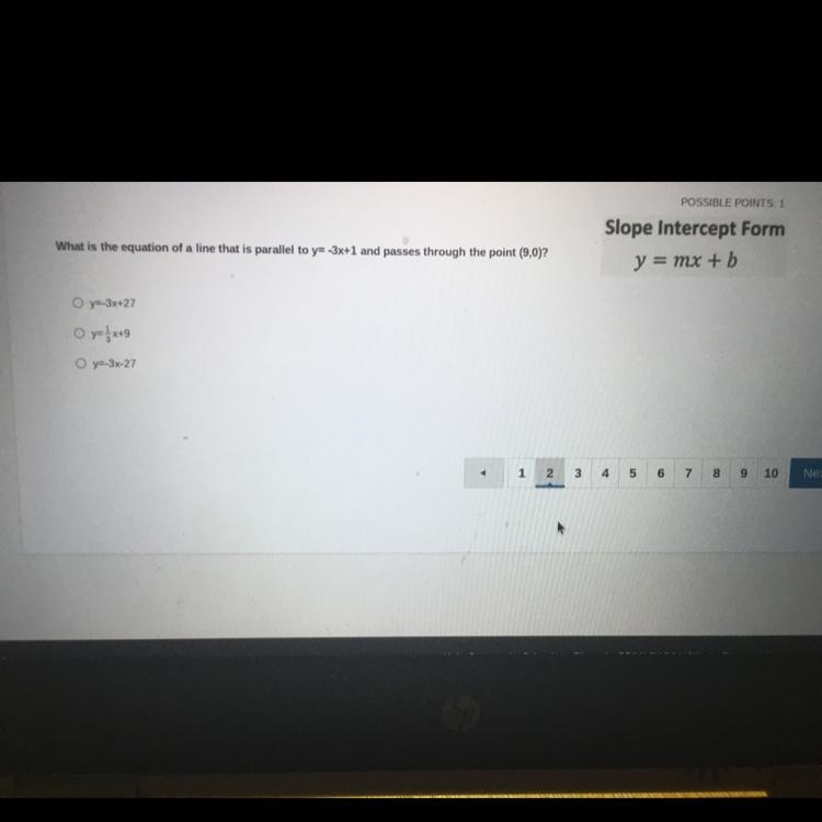 What is the equation of a line that is parallel to y=-3x+1 and passes through the-example-1