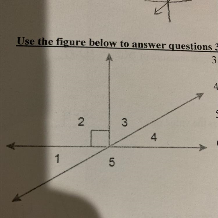 Please help! its a test!! angle 2 = right angle angles 1 and 5 = ? angles 1 and 4 = ?-example-1