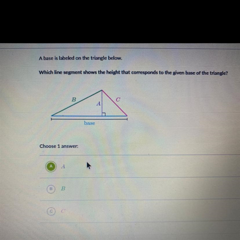 A base is labeled on the triangle below (look at picture!)-example-1