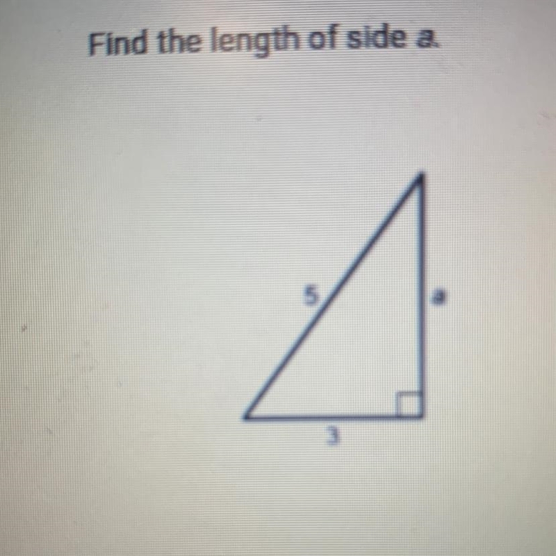 Find the length of side a. A 3 A. 16 B. 4 C. 134 D. 2 HELP ASAP PLS-example-1