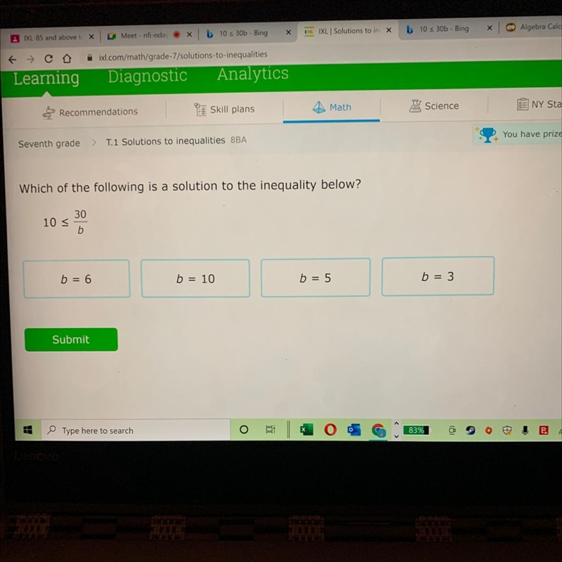 Which of the following is a solution to the inequality below?-example-1