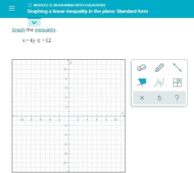 Graphing a linear inequality in the plane: Standard form-example-1