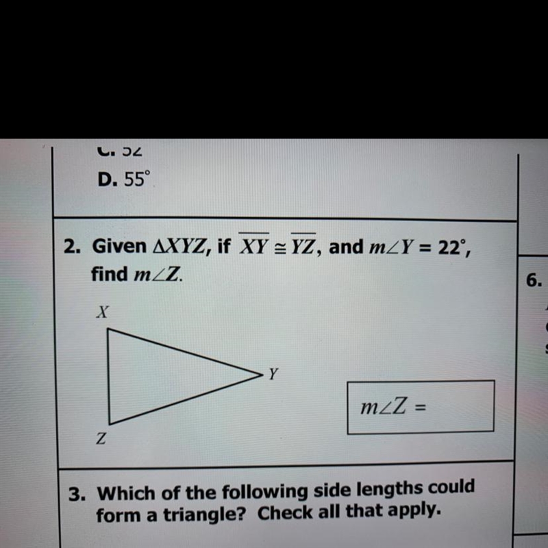 Given XYZ, if XY ≈ YZ, and m-example-1