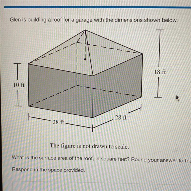 Glen is building a roof for a garage with the dimensions shown below. What is the-example-1