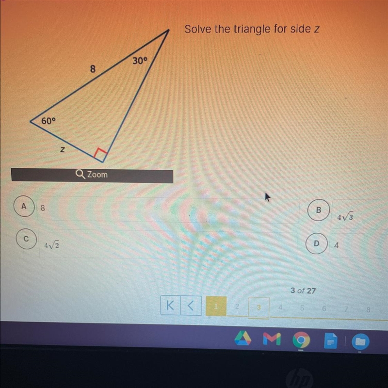 Solve the triangle for side z-example-1