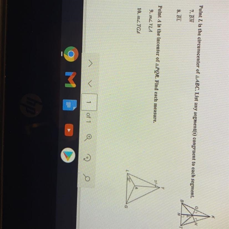 Point L is the circumcenter of angle ABC. List any segment(s) congruent to each segment-example-1