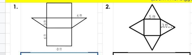 Determine the surface area from the folllowing nets. Type the answer in the space-example-1