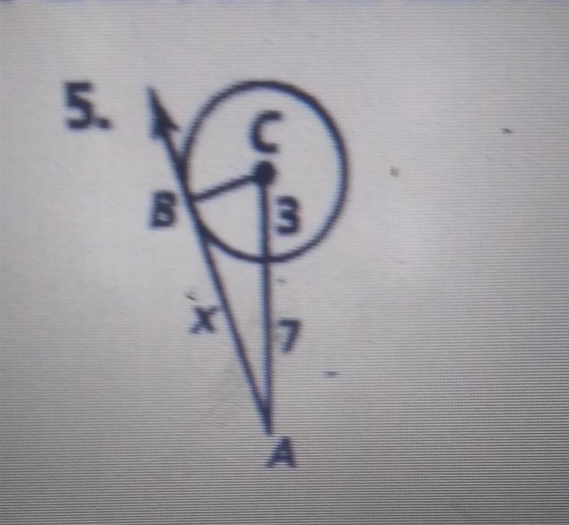 PLEASE HELP ME!!!! In each diagram AB is tangent to C at B. Find the value of x.​-example-1