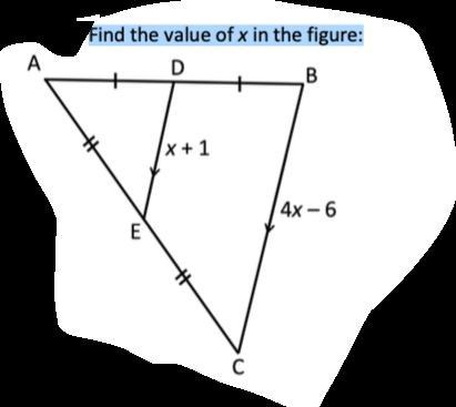 Find the value of x in the figure: SHOW YOUR WORK so I can see if the answer makes-example-1