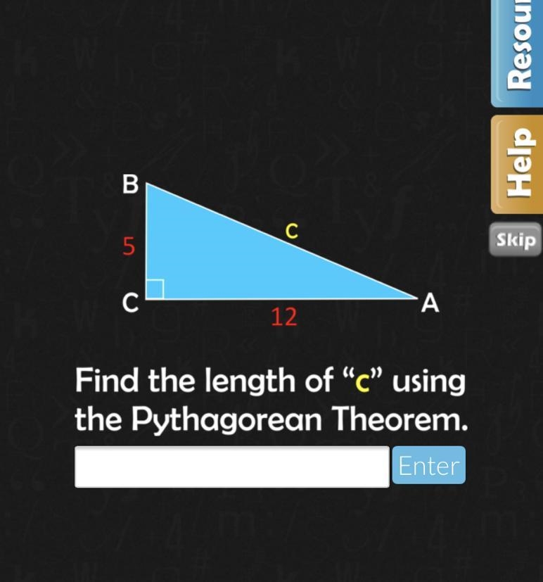 Find the length of c using Pythagorean theorem-example-1