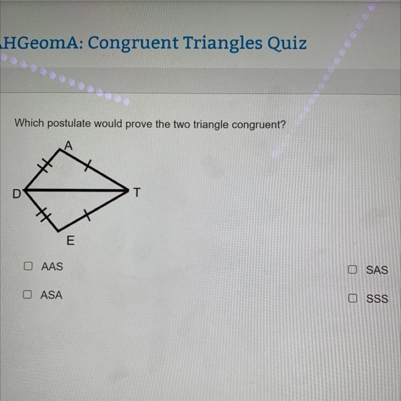 Which postulate would prove the two triangle congruent?-example-1