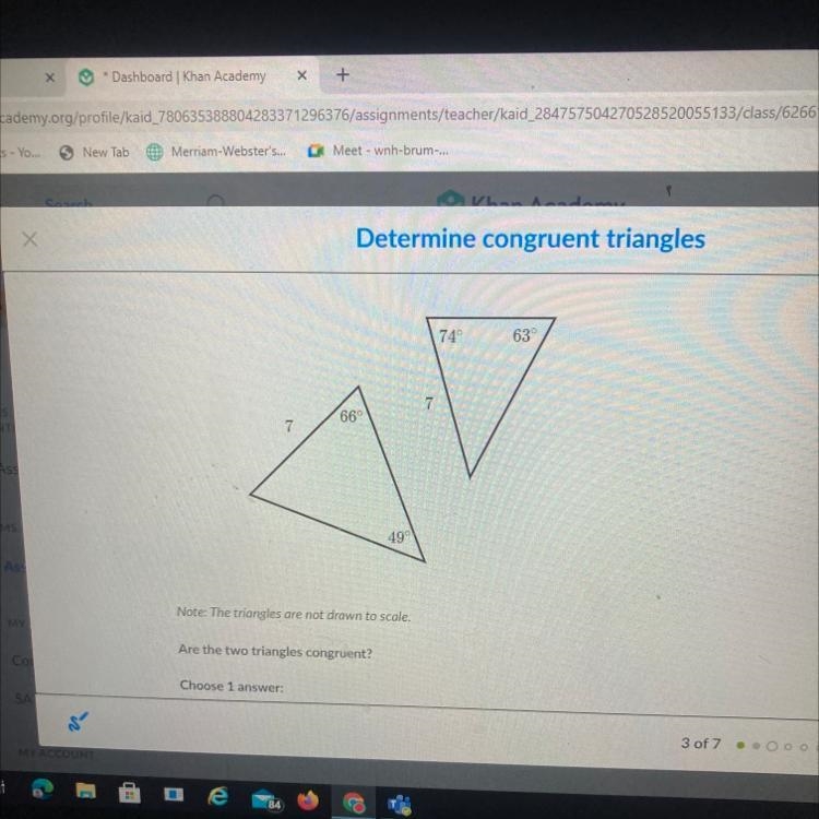 Consider the two triangles shown below Are these triangles congruent-example-1