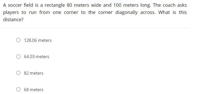 A soccer field is a rectangle 80 meters wide and 100 meters long. The coach asks players-example-1