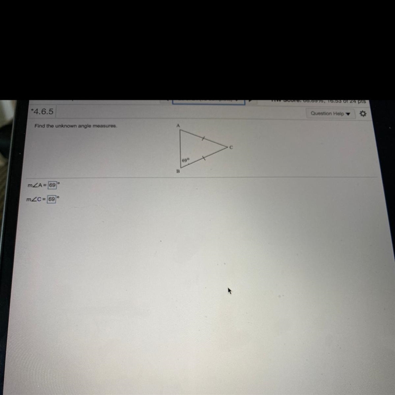 Find the unknown angle measures-example-1