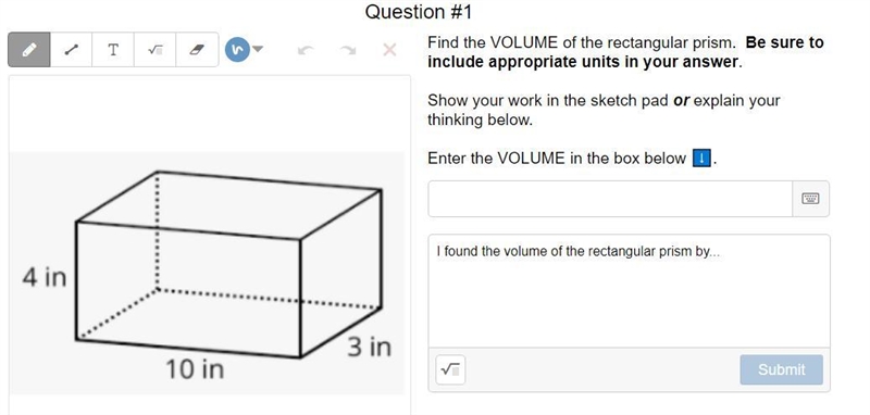 Enter the VOLUME in the box below ⬇️. (Please leave an explanation)-example-1