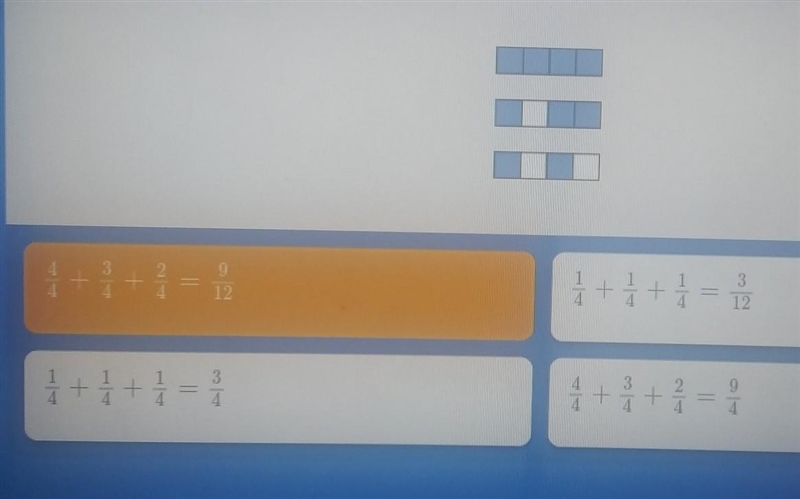 (20 POINTS)which equation best matches the model of the sum of the fraction​-example-1