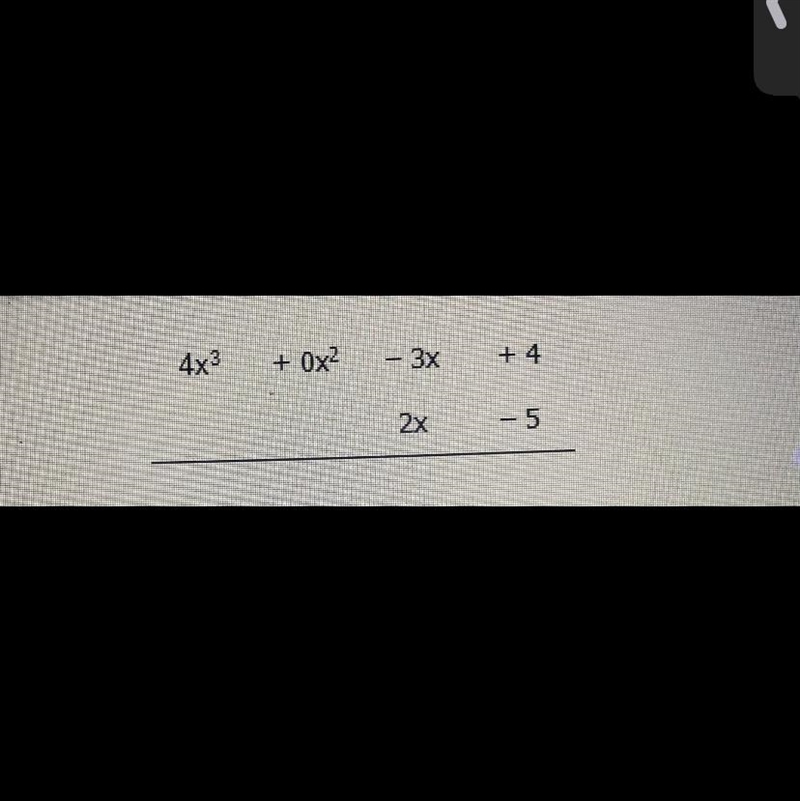 What will the first row of this multiplication be? a. -20x^3-5x^2+15x-20 b. -20x^3+0x-example-1