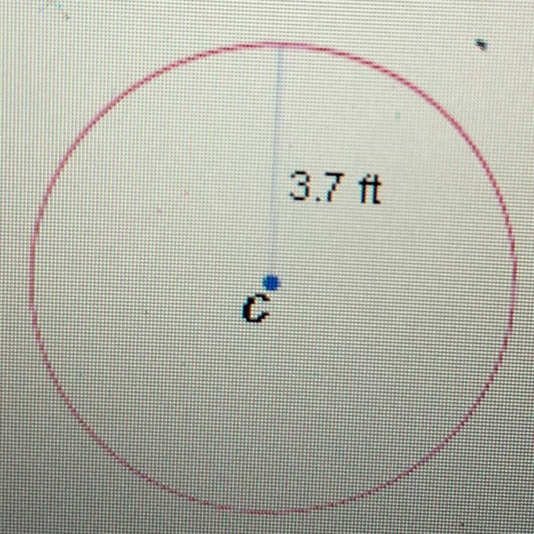 What is the approximate area of the circle shown below? Please help and thank you-example-1