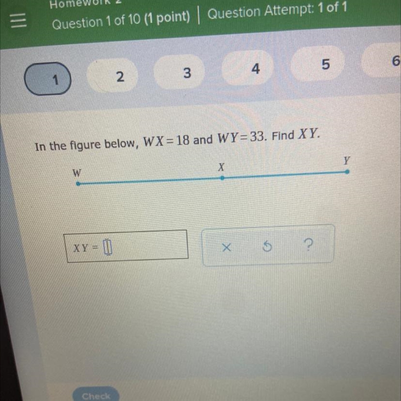 In the figure below, wx=18 and wy=33 find xy-example-1