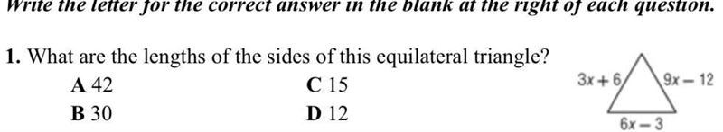 What are the lengths of the sides of this equilateral triangle-example-1