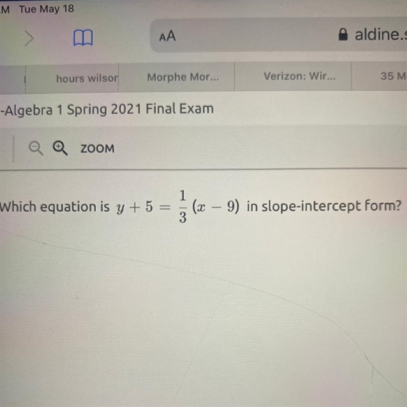 A) y=1/3x-8 B) y=1/3x-4 C) y=1/3x+2 D) y=1/3x-14-example-1