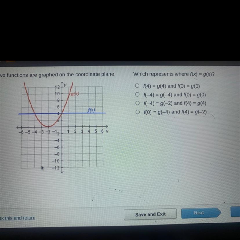 Which represents f(x)=g HURRRRRRY ITS A TIME TESSS-example-1