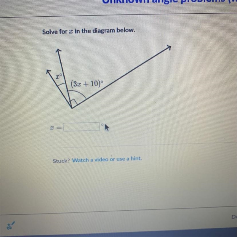 Solve for x in the diagram below.-example-1