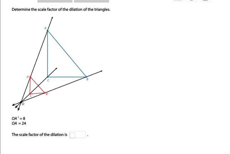 Determine the scale factor of the dilation of the triangles-example-1